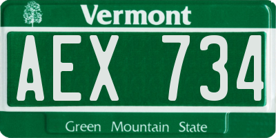 VT license plate AEX734
