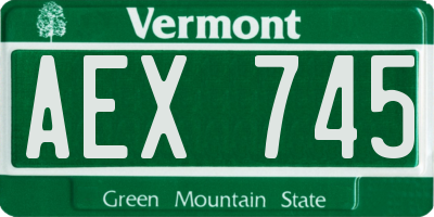 VT license plate AEX745