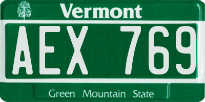 VT license plate AEX769