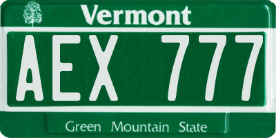 VT license plate AEX777