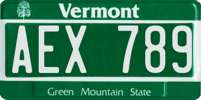 VT license plate AEX789