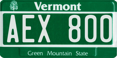 VT license plate AEX800
