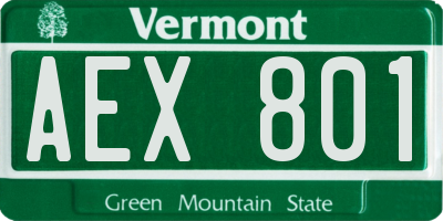 VT license plate AEX801