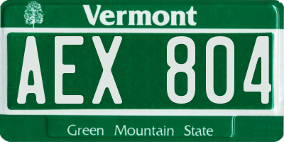 VT license plate AEX804