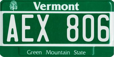 VT license plate AEX806