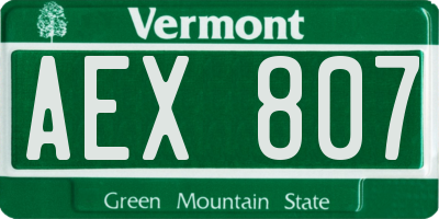 VT license plate AEX807