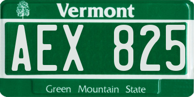 VT license plate AEX825