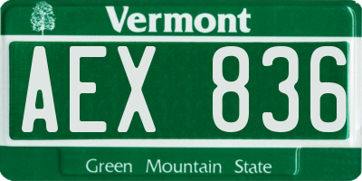 VT license plate AEX836
