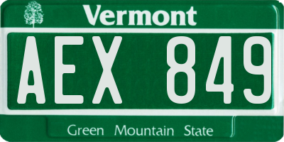 VT license plate AEX849