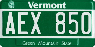 VT license plate AEX850