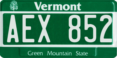 VT license plate AEX852