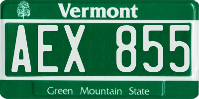 VT license plate AEX855