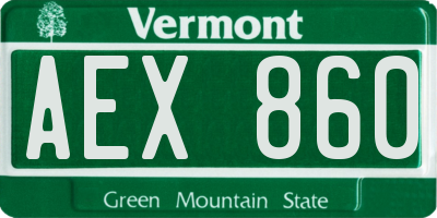 VT license plate AEX860