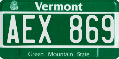VT license plate AEX869