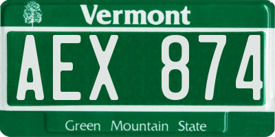 VT license plate AEX874