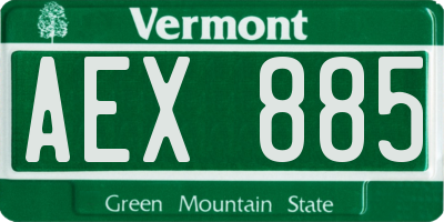 VT license plate AEX885
