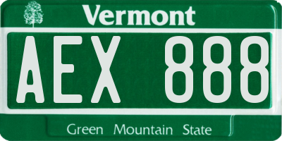 VT license plate AEX888
