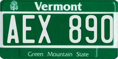 VT license plate AEX890