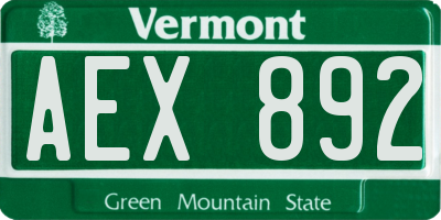 VT license plate AEX892