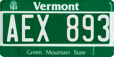 VT license plate AEX893