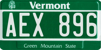 VT license plate AEX896