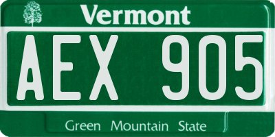 VT license plate AEX905