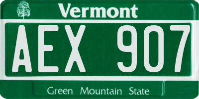 VT license plate AEX907