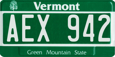 VT license plate AEX942