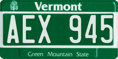 VT license plate AEX945