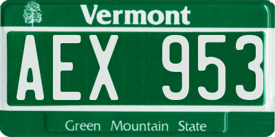 VT license plate AEX953