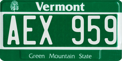 VT license plate AEX959