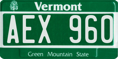 VT license plate AEX960