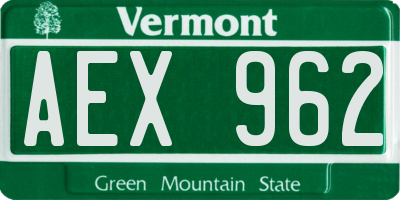 VT license plate AEX962