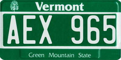 VT license plate AEX965