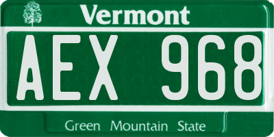 VT license plate AEX968