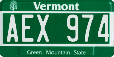VT license plate AEX974