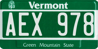 VT license plate AEX978