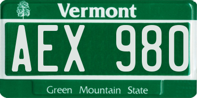 VT license plate AEX980