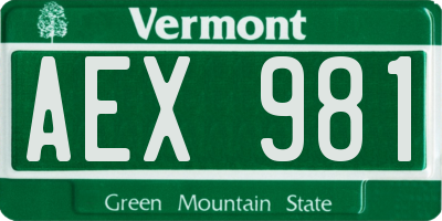 VT license plate AEX981