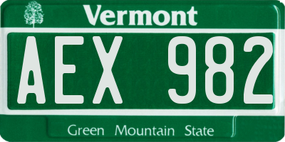 VT license plate AEX982