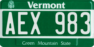 VT license plate AEX983