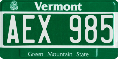 VT license plate AEX985