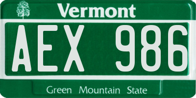 VT license plate AEX986