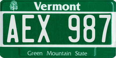 VT license plate AEX987