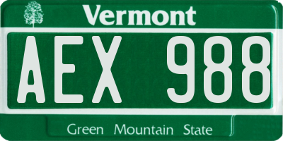VT license plate AEX988
