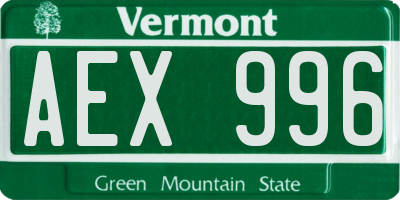 VT license plate AEX996