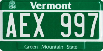 VT license plate AEX997