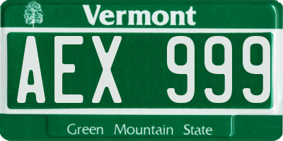 VT license plate AEX999