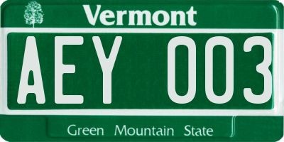 VT license plate AEY003