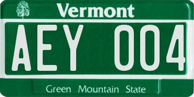 VT license plate AEY004